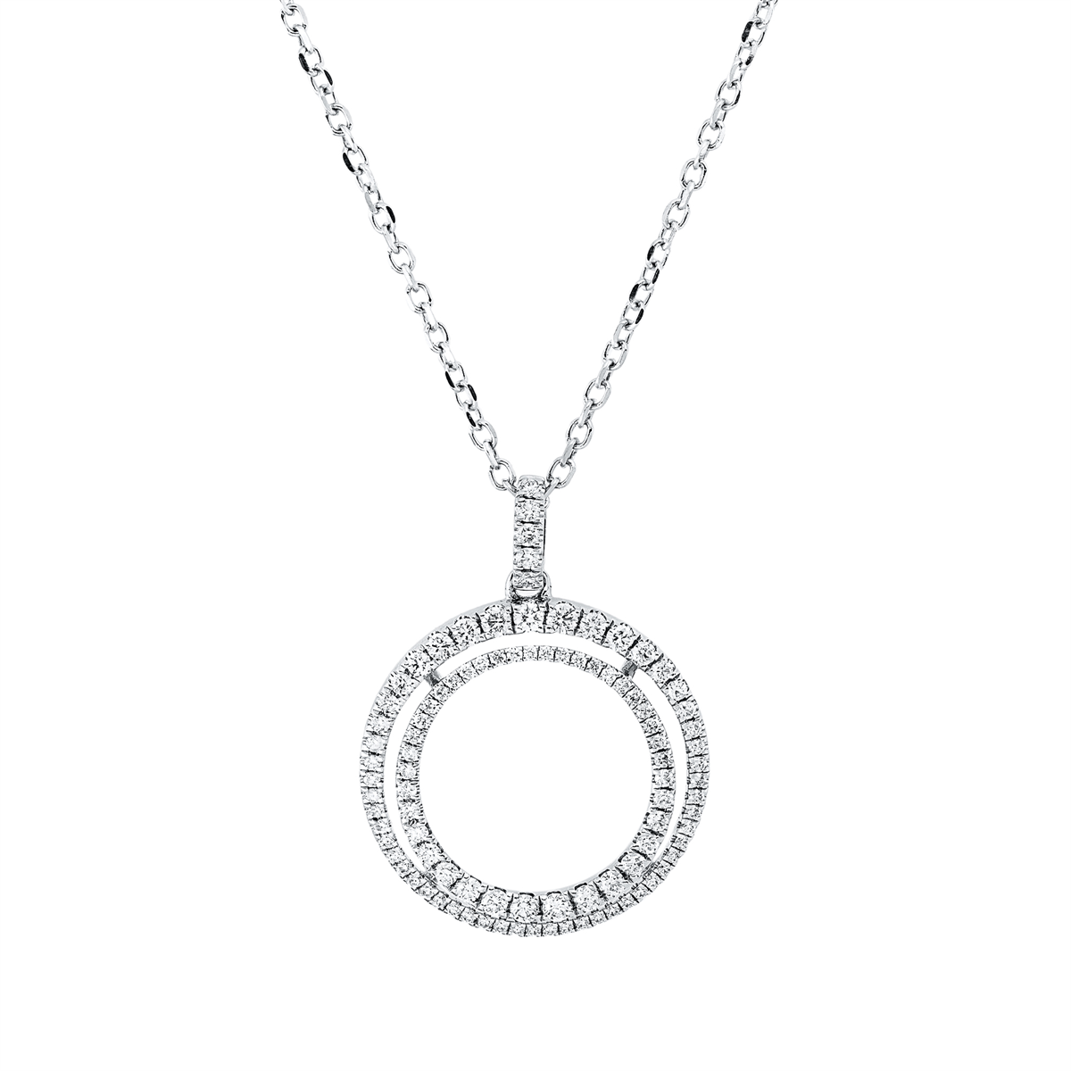 diamond full cut modern woman necklace in white gold