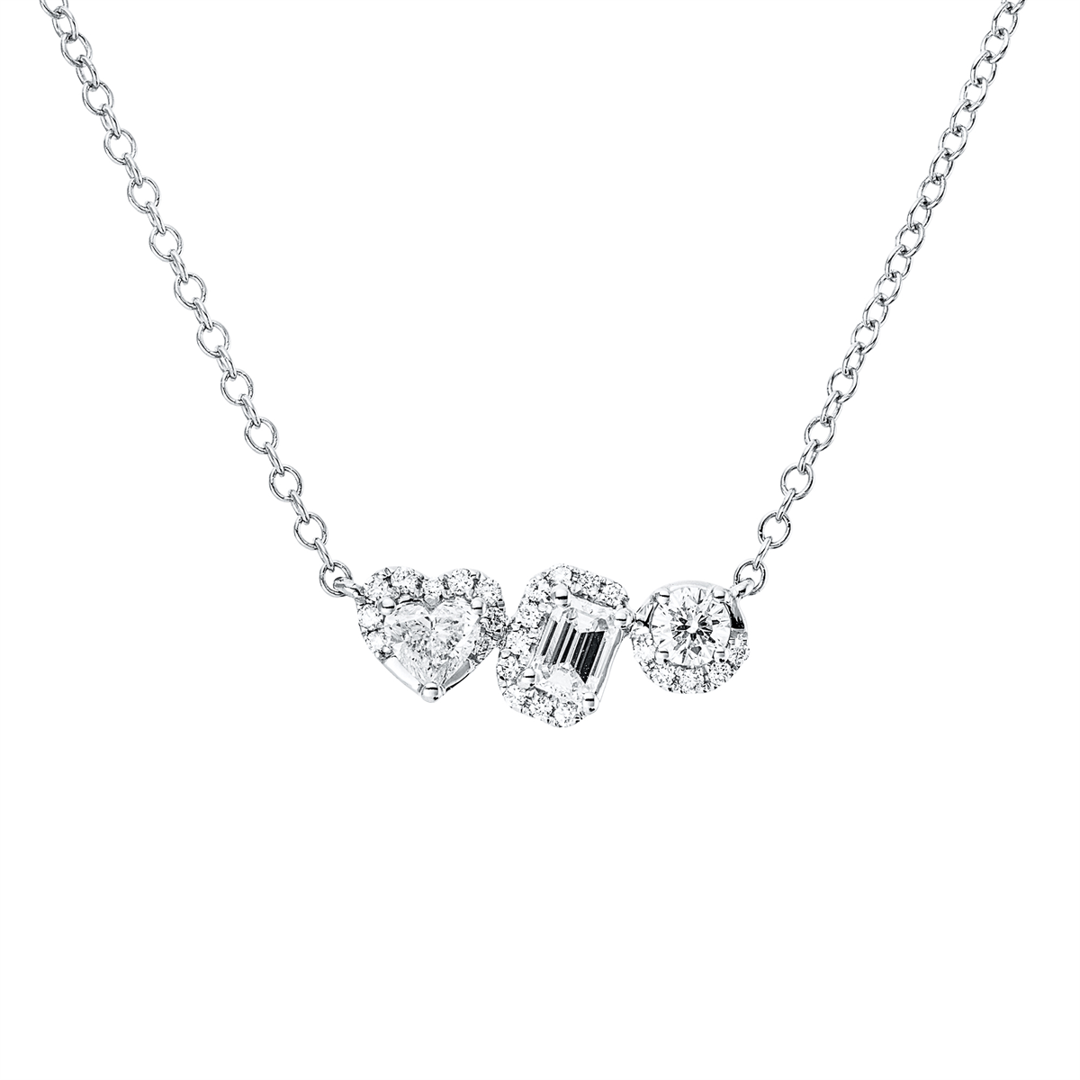 diamond full cut baguette necklace in white gold