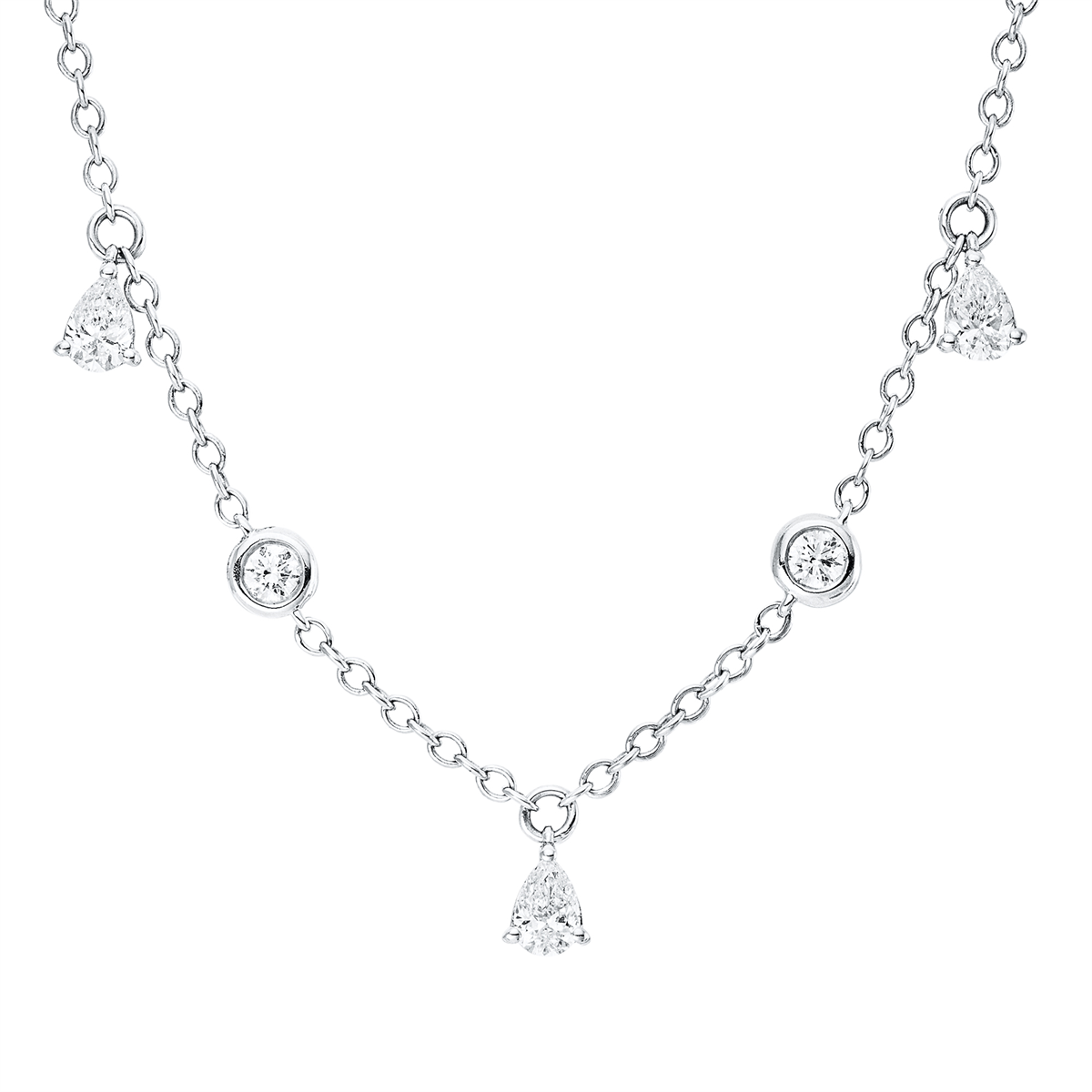 diamond full cut modern woman necklace in white gold