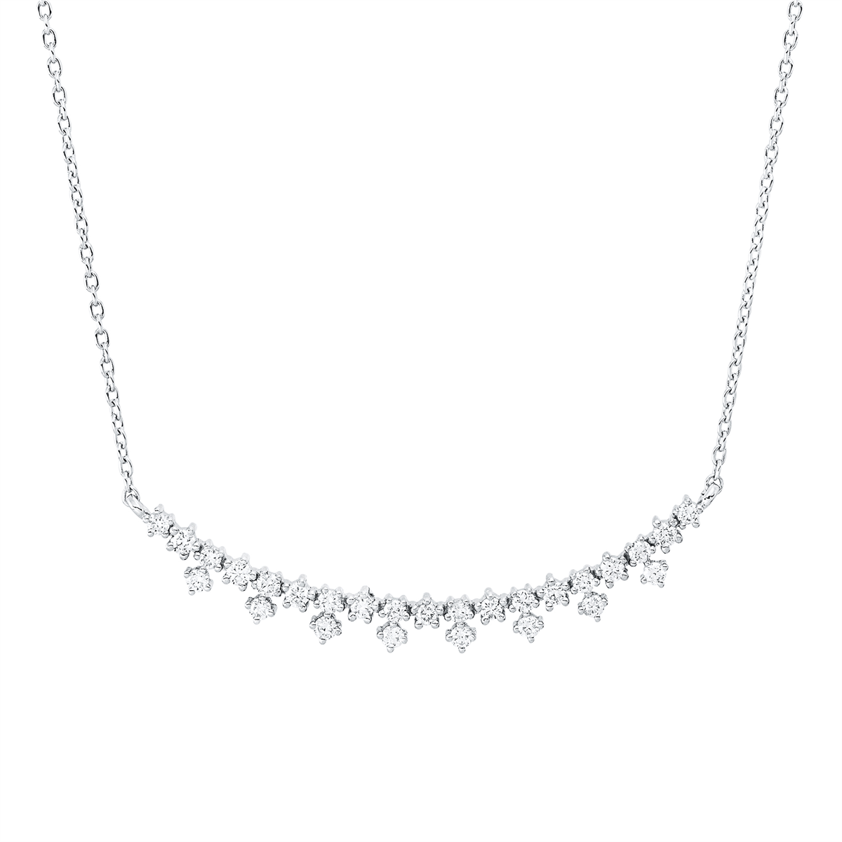 diamond full cut modern woman necklace in white gold