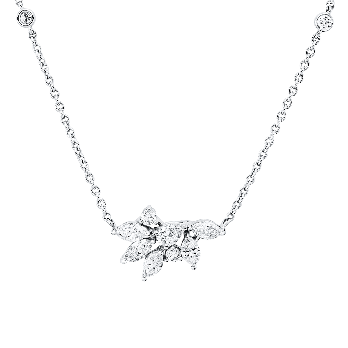 diamond full cut modern woman necklace in white gold