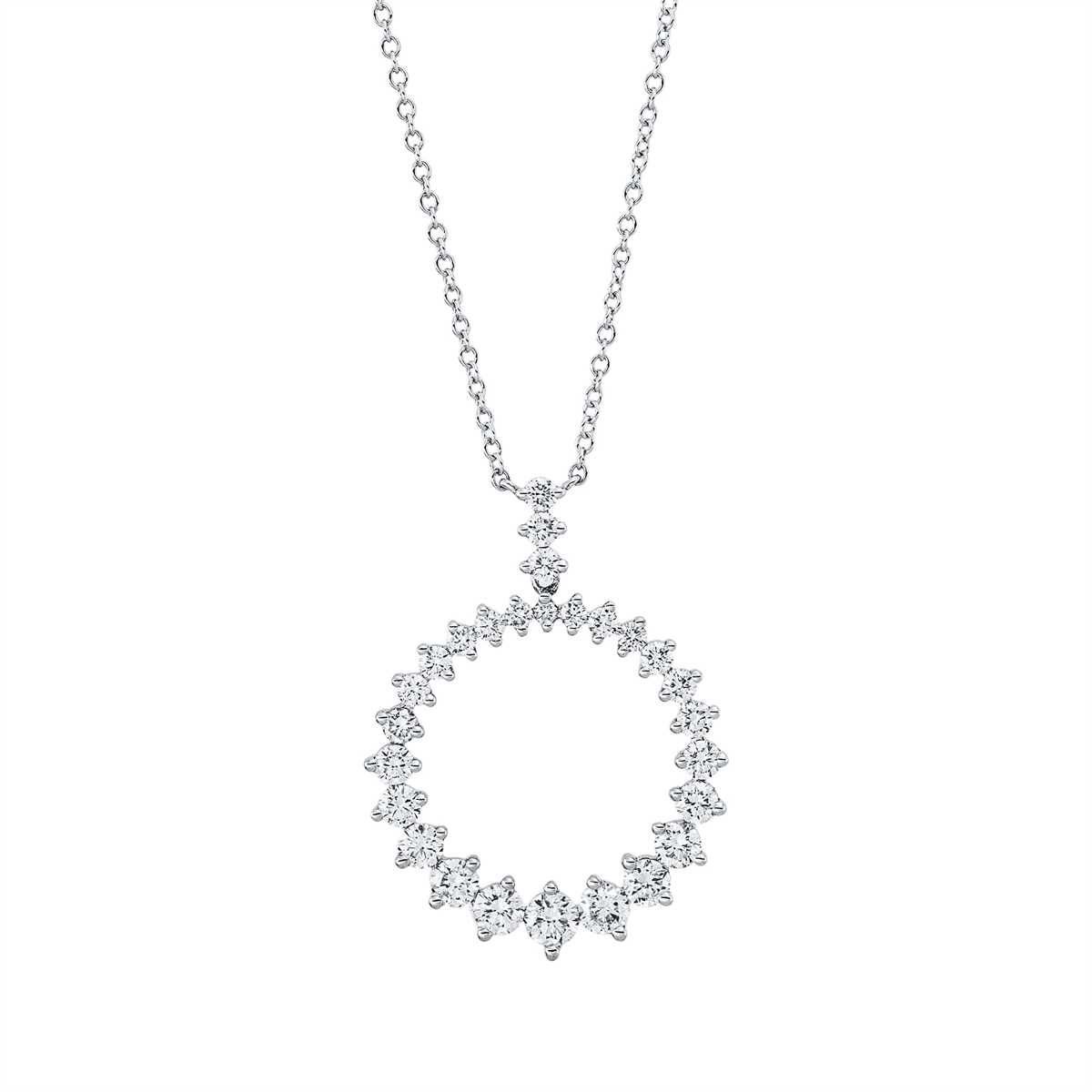 diamond full cut multi-stone necklace in white gold