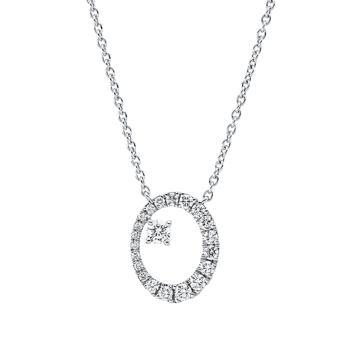 diamond full cut modern woman necklace in white gold