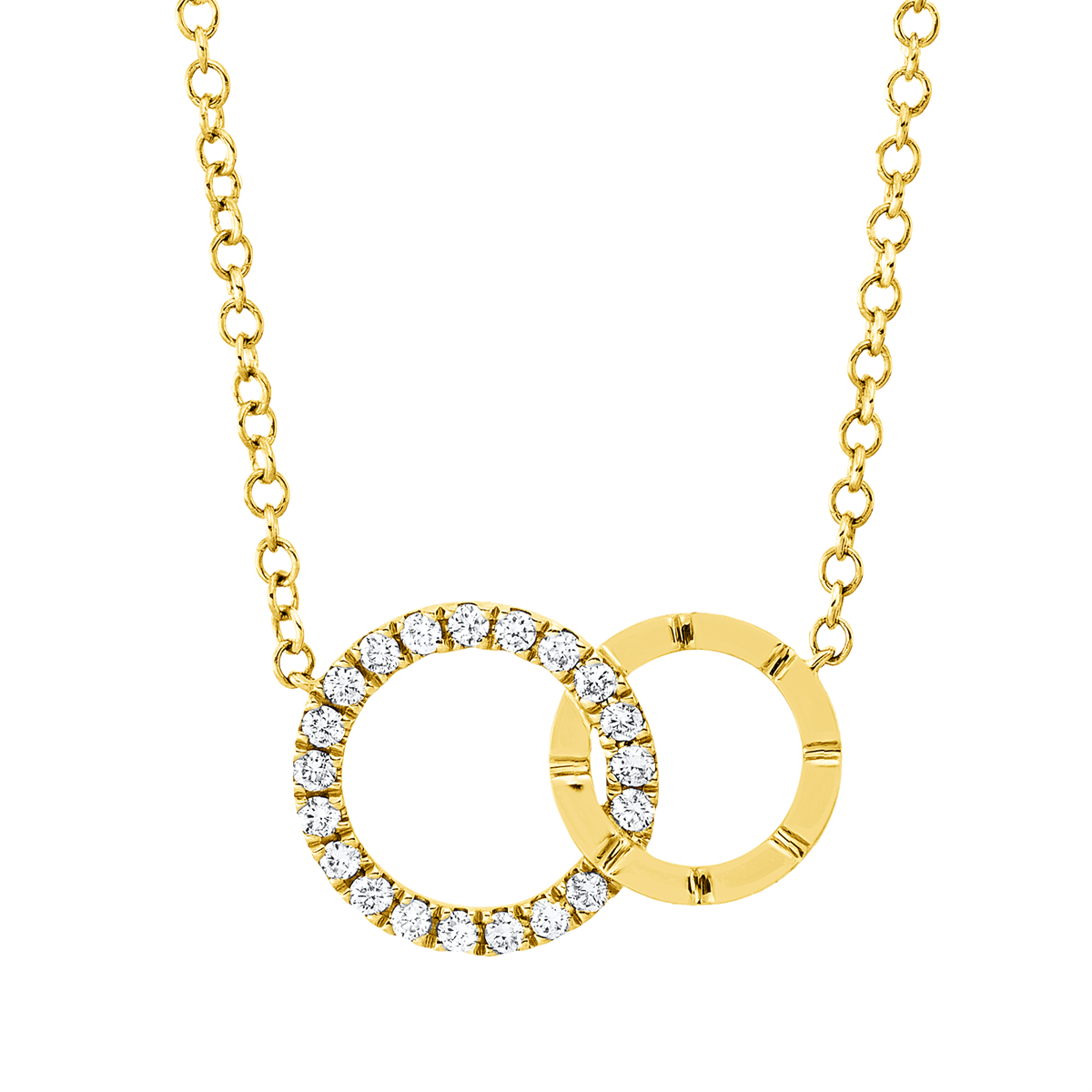 diamond full cut modern woman necklace in yellow gold