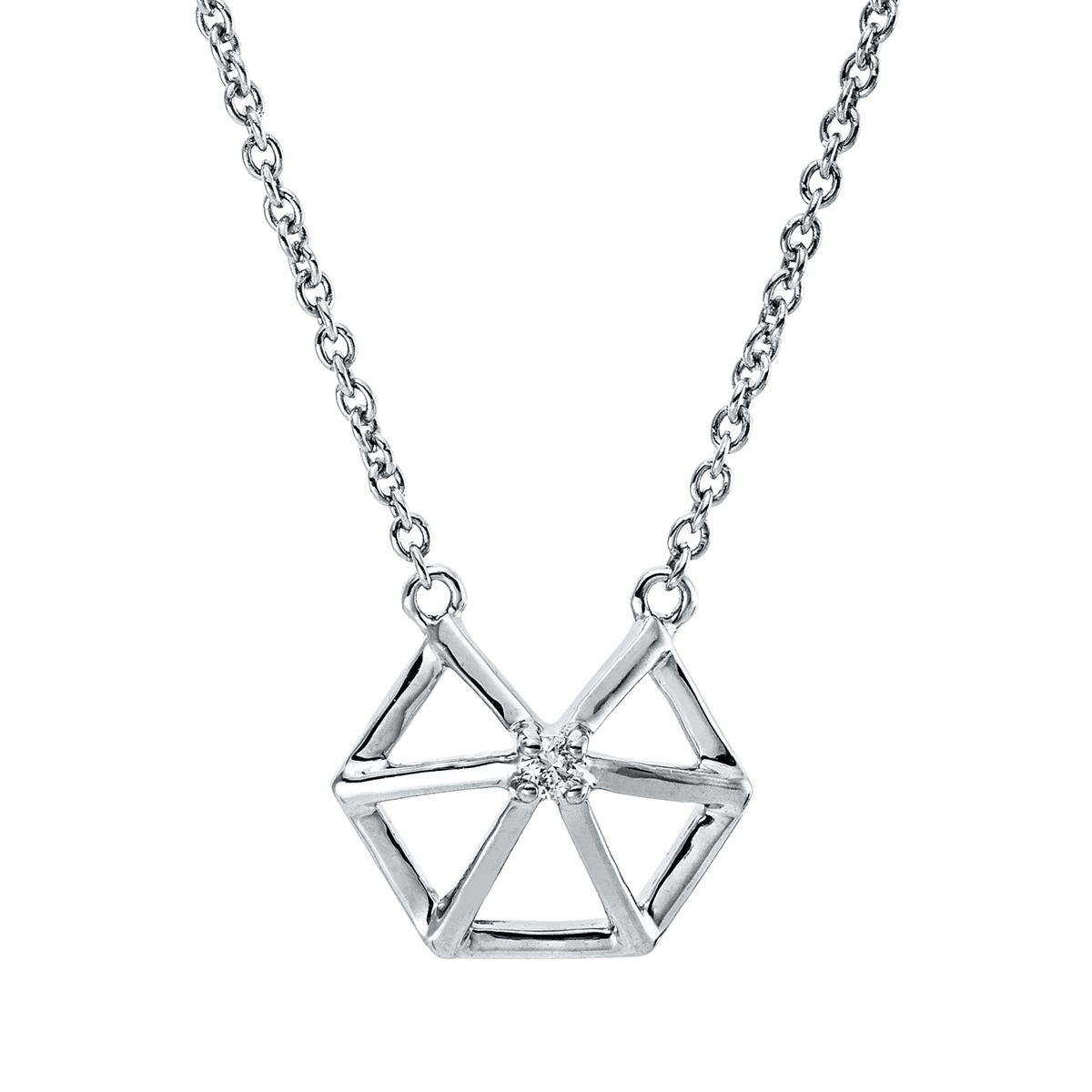 diamond full cut modern woman necklace in white gold