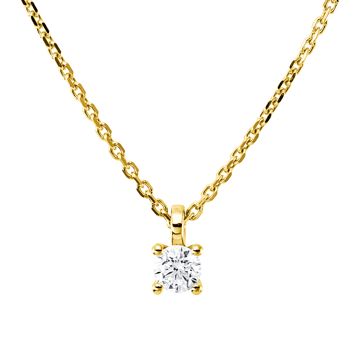 diamond full cut solitaire necklace in yellow gold