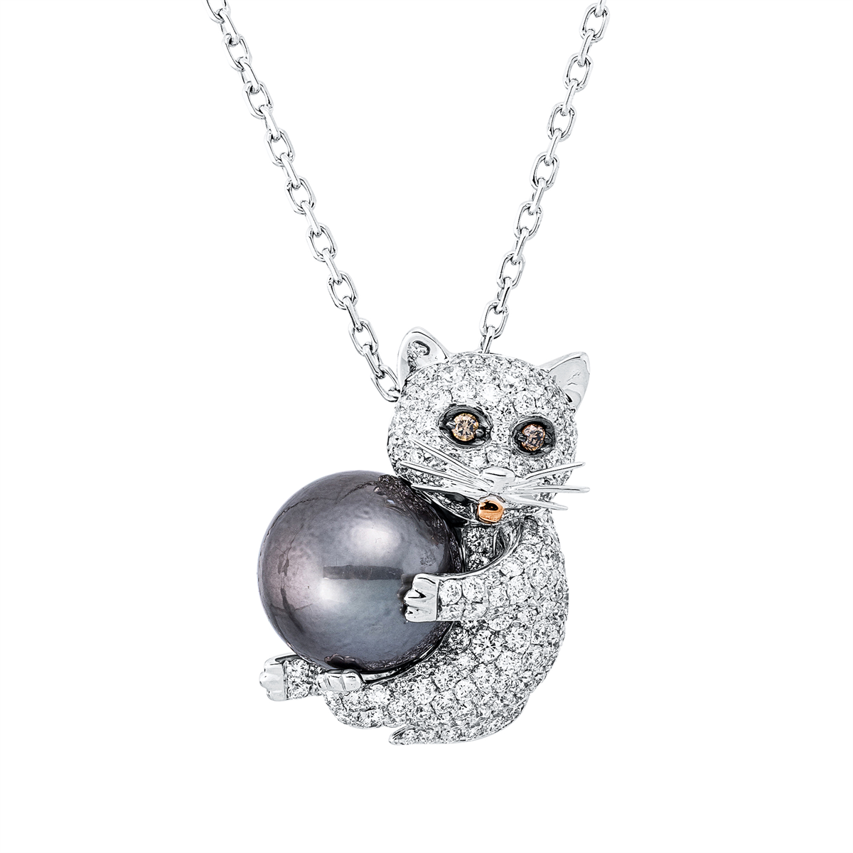 diamond full cut animal necklace in whitegold / rosegold