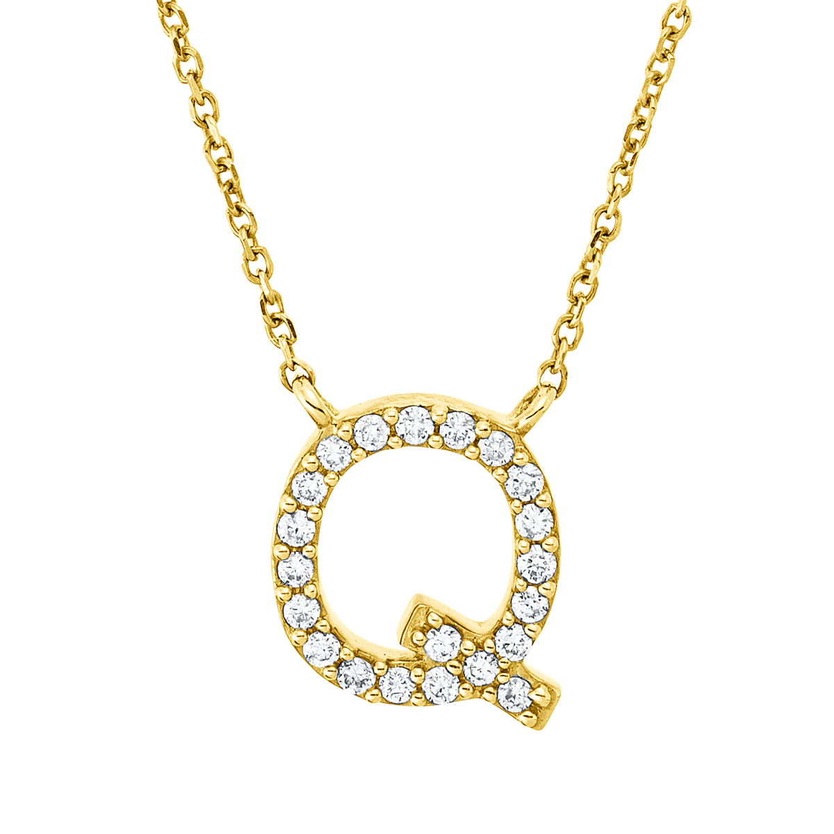 diamond full cut letter necklace in yellow gold