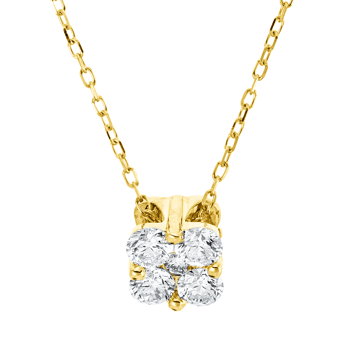diamond full cut illusion classic necklace in yellow gold