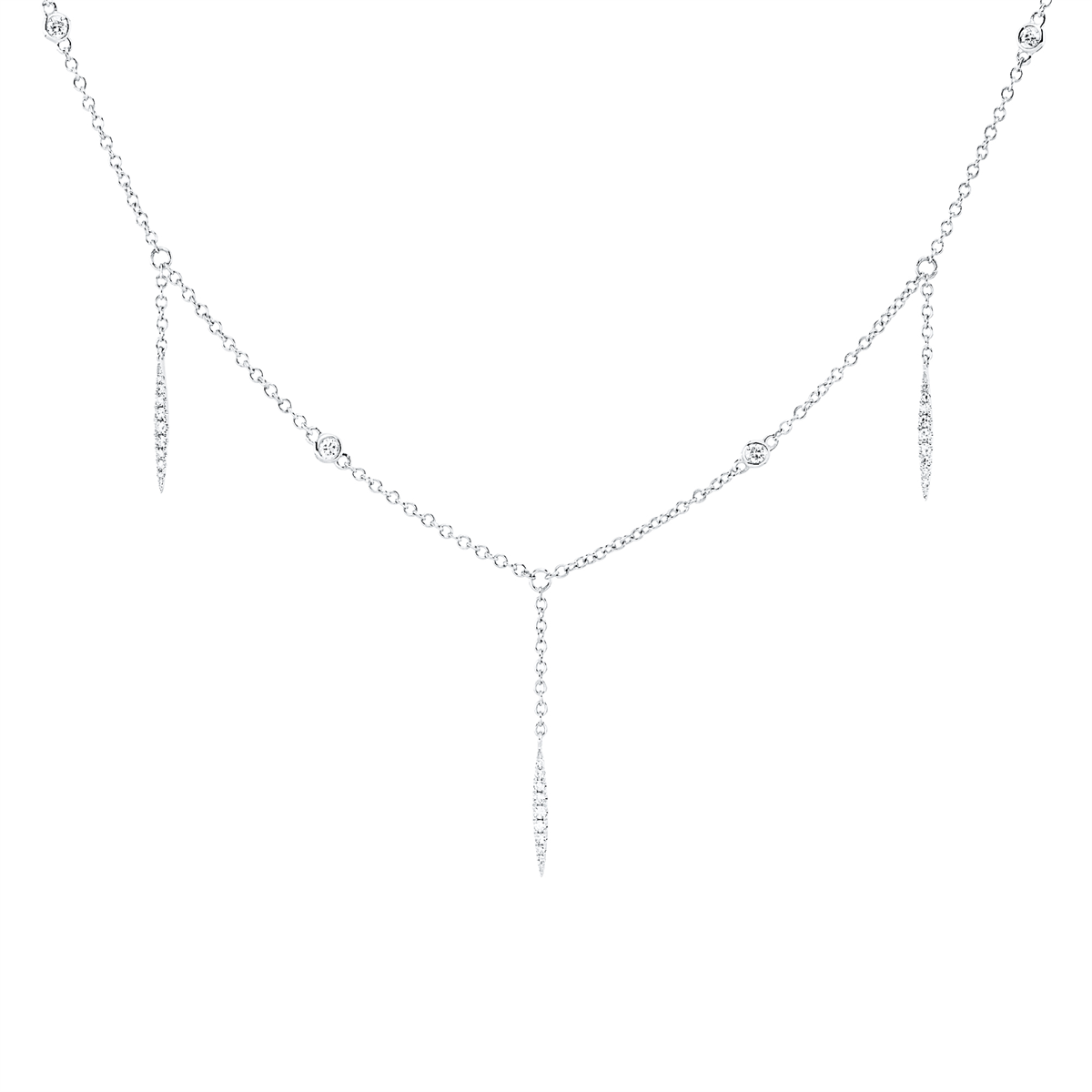diamond full cut modern woman necklace in white gold