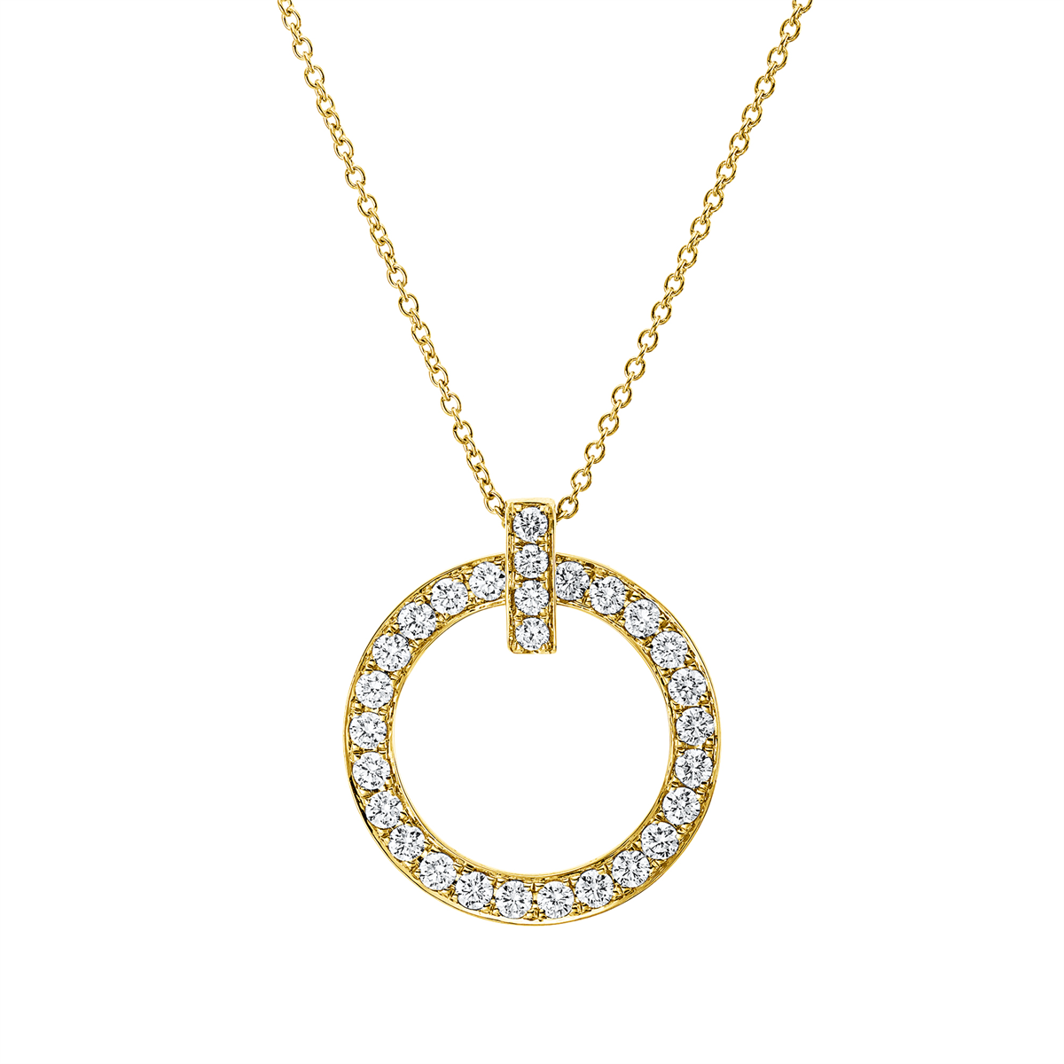 diamond full cut modern woman necklace in yellow gold