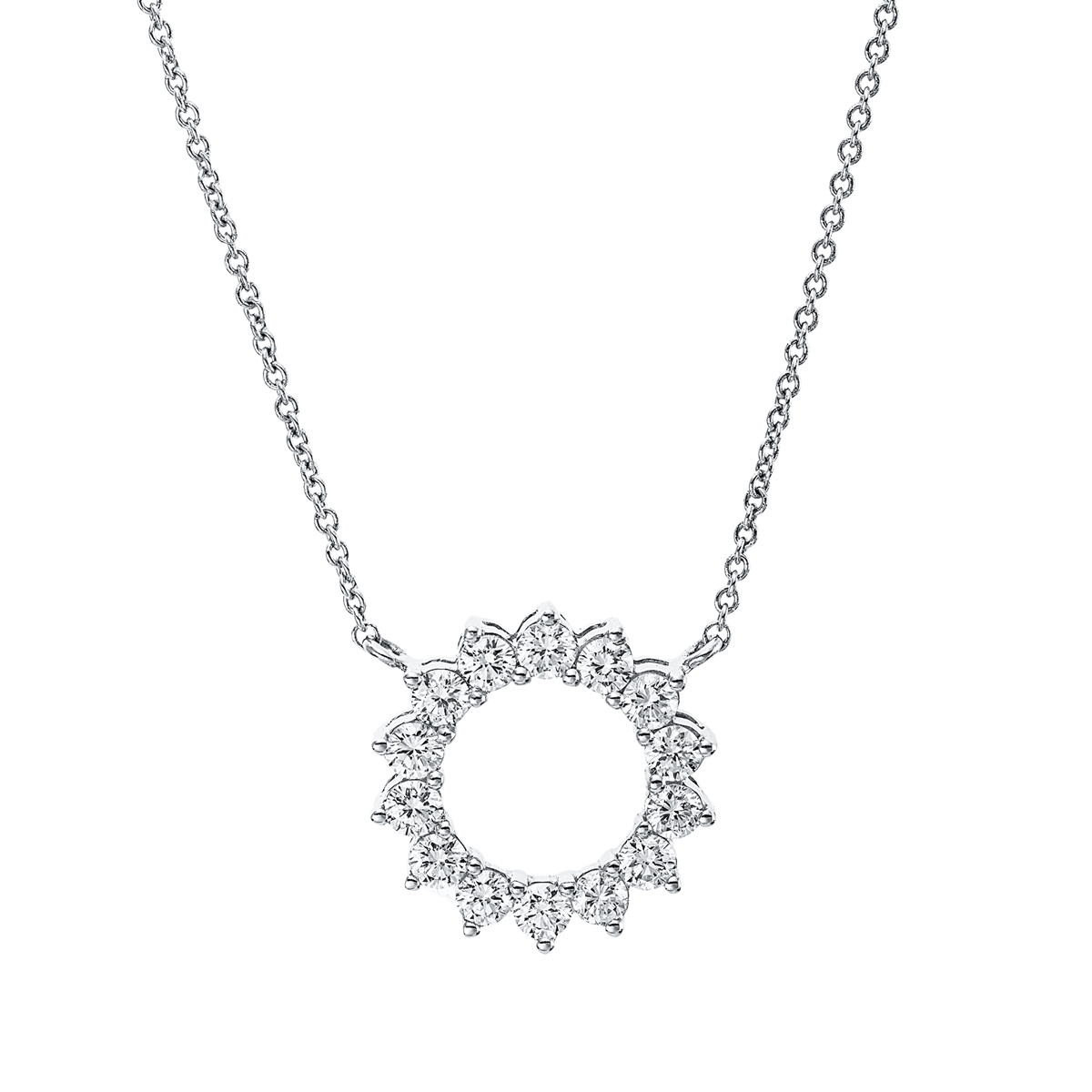 diamond full cut modern woman necklace in white gold
