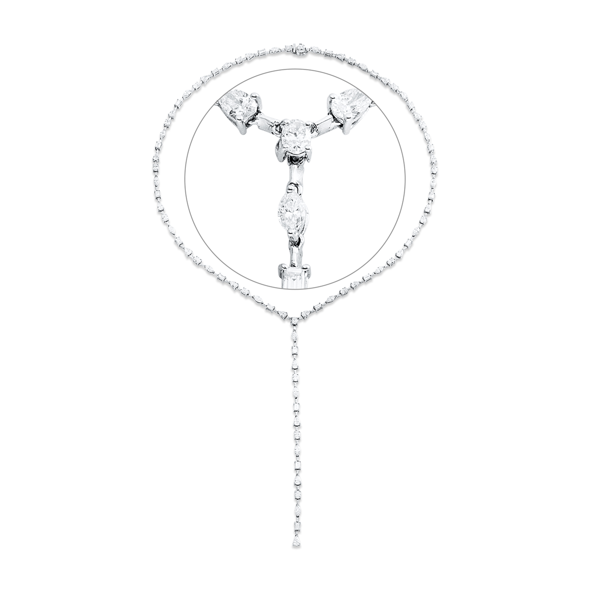 baguette exclusive necklace in white gold