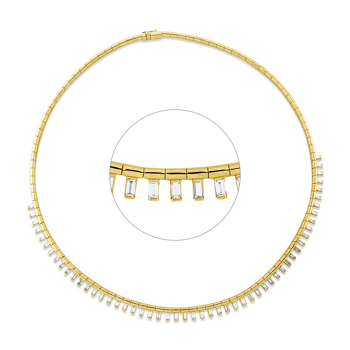 baguette exclusive necklace in yellow gold