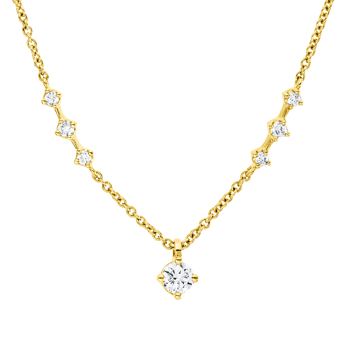 diamond full cut modern woman necklace in yellow gold