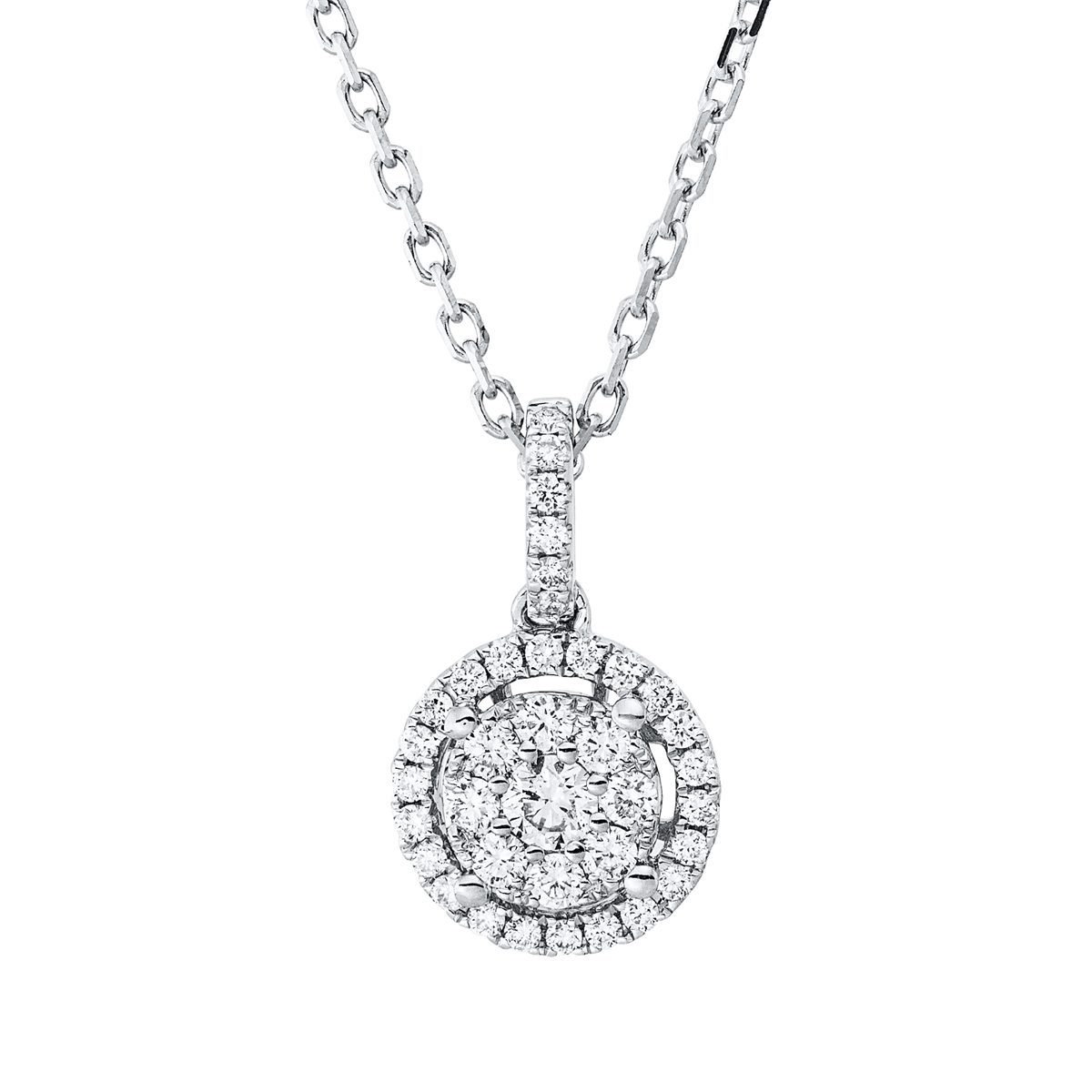 diamond full cut illusion classic necklace in white gold