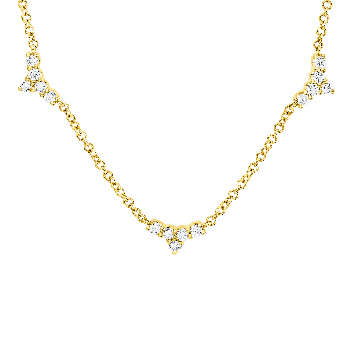 diamond full cut modern woman necklace in yellow gold