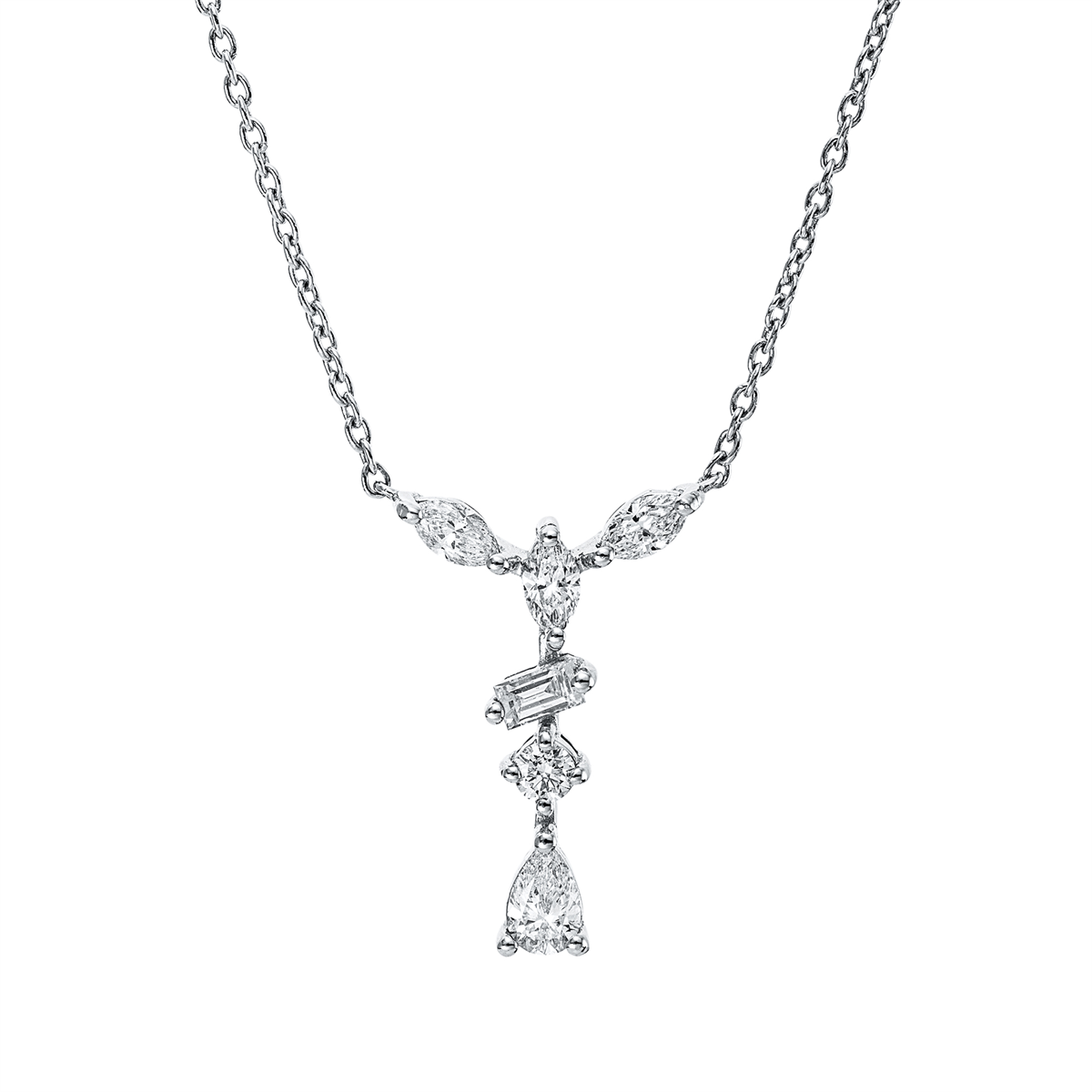 diamond full cut modern woman necklace in white gold