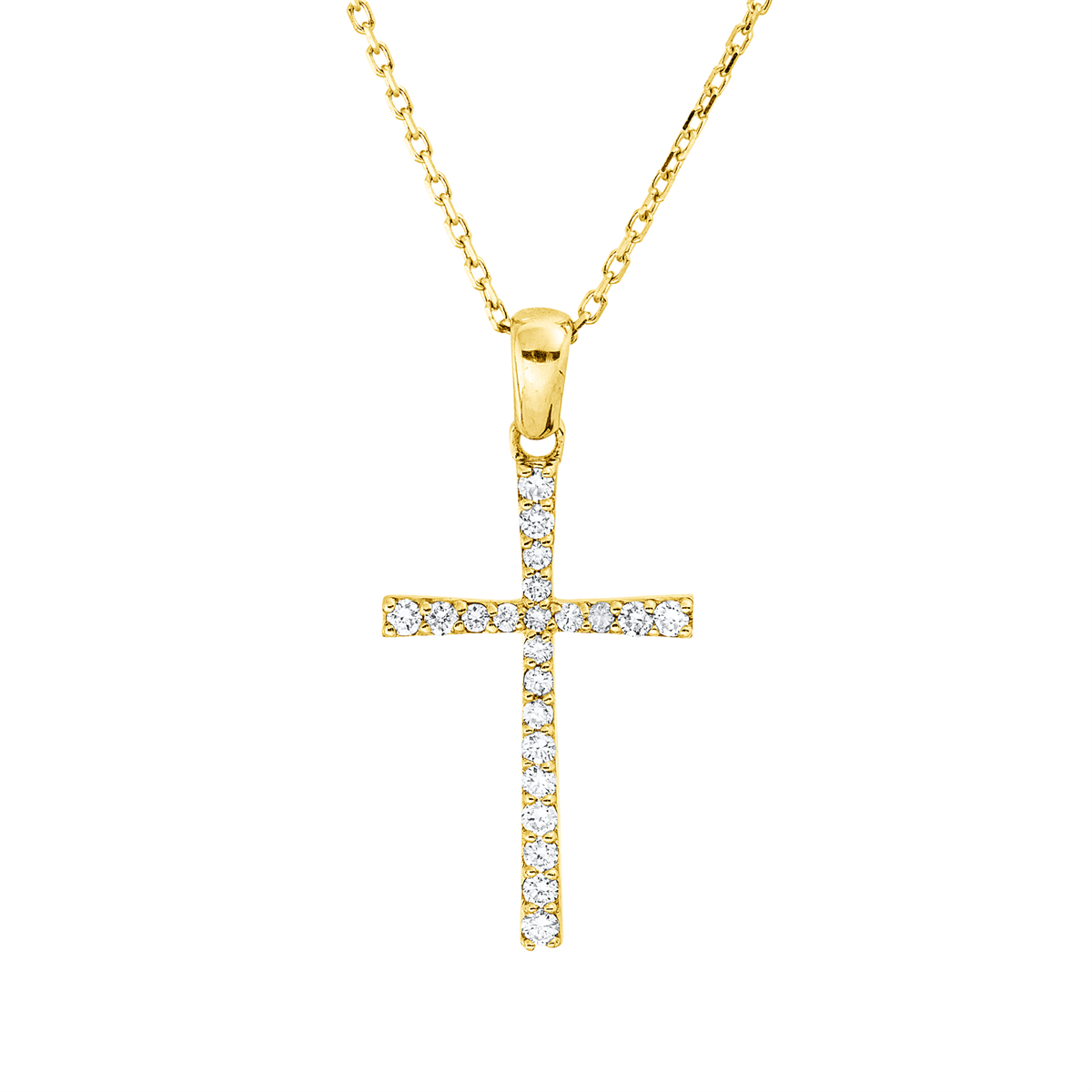diamond full cut cross necklace in yellow gold
