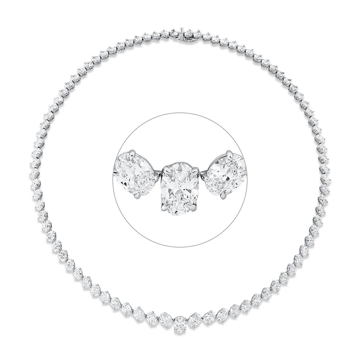 oval exclusive necklace in white gold