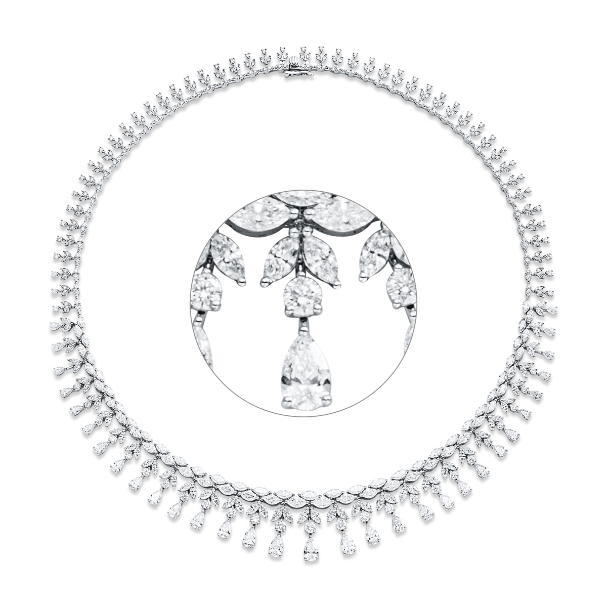 diamond full cut exclusive necklace in white gold