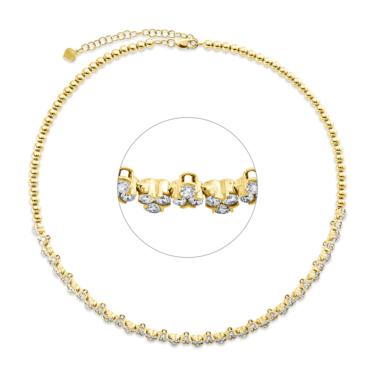 diamond full cut multi-stone necklace in yellow gold