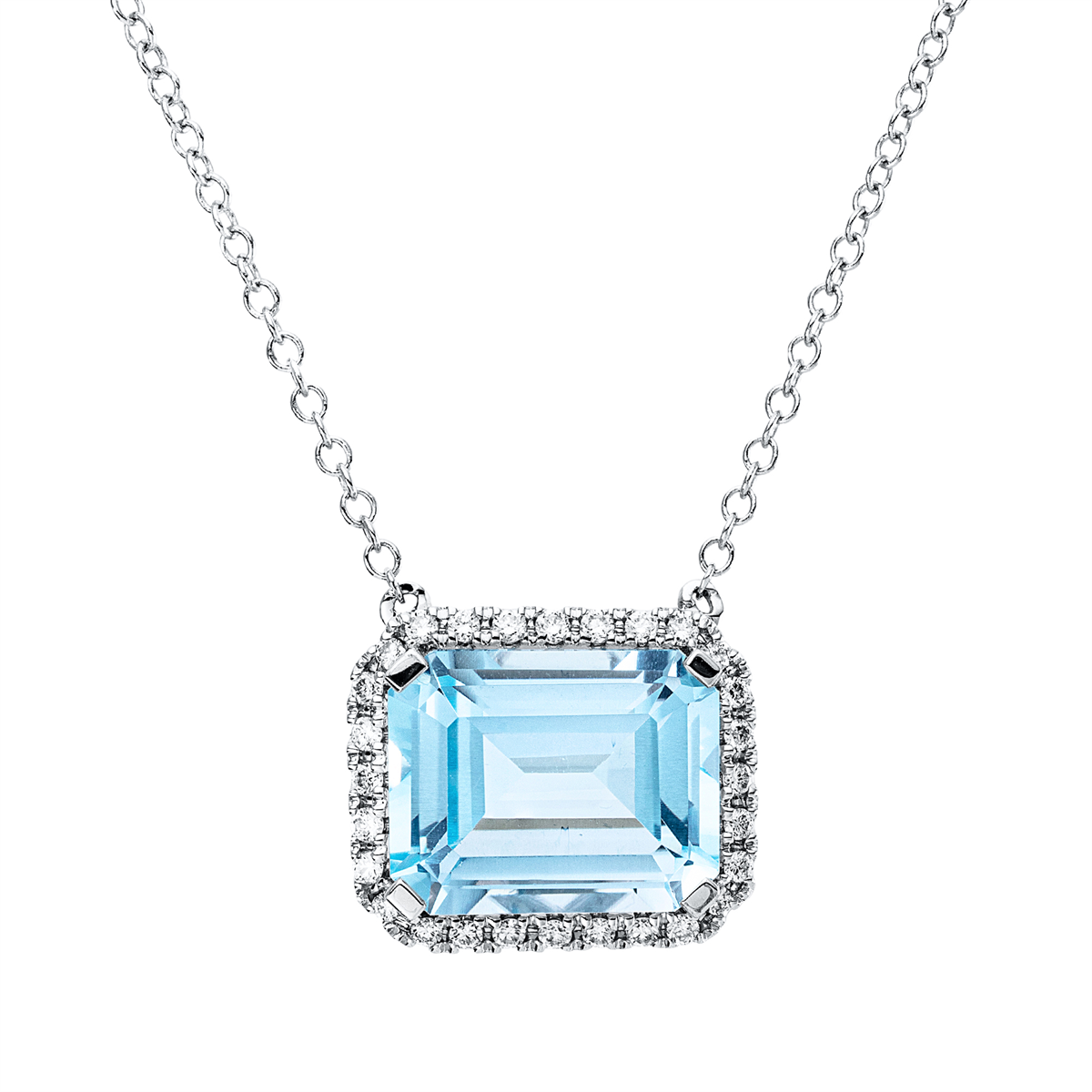 diamond full cut topaz colored stone fashion necklace in white gold