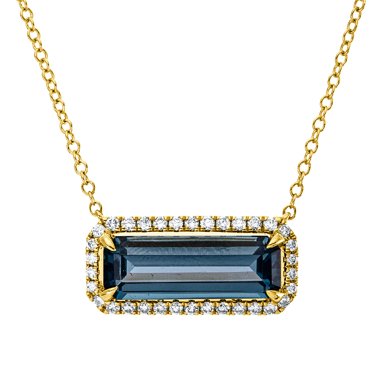 diamond full cut topaz colored stone fashion necklace in yellow gold
