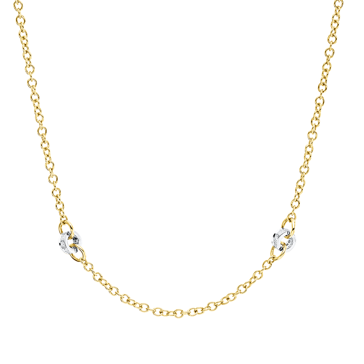 diamond full cut modern woman necklace in yellow gold / white gold