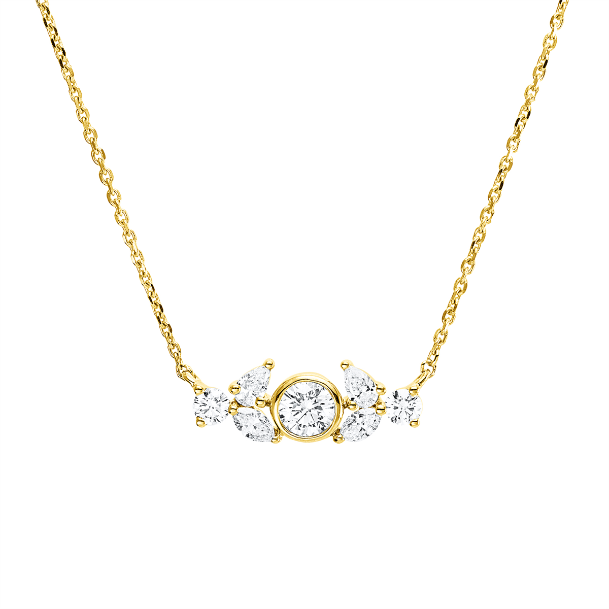 diamond full cut modern woman necklace in yellow gold