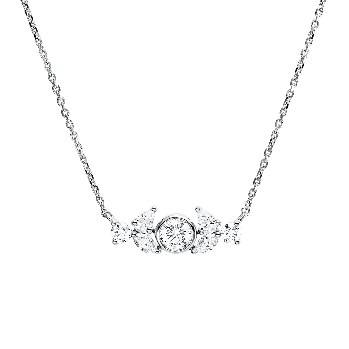 diamond full cut modern woman necklace in white gold