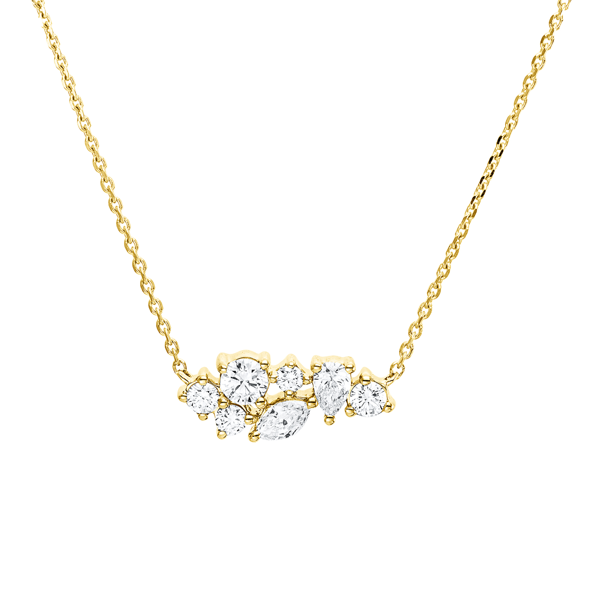 diamond full cut modern woman necklace in yellow gold