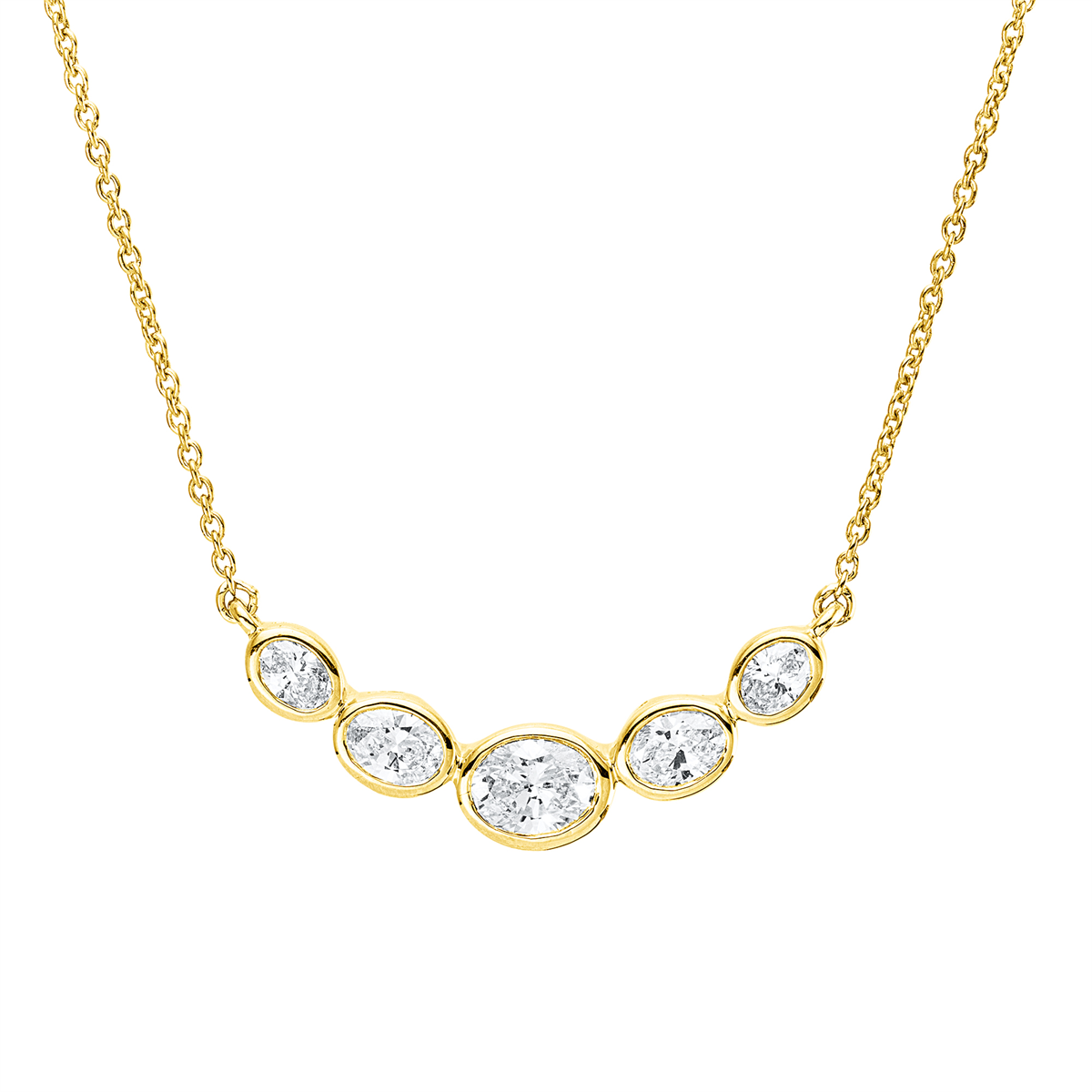 oval modern woman necklace in yellow gold