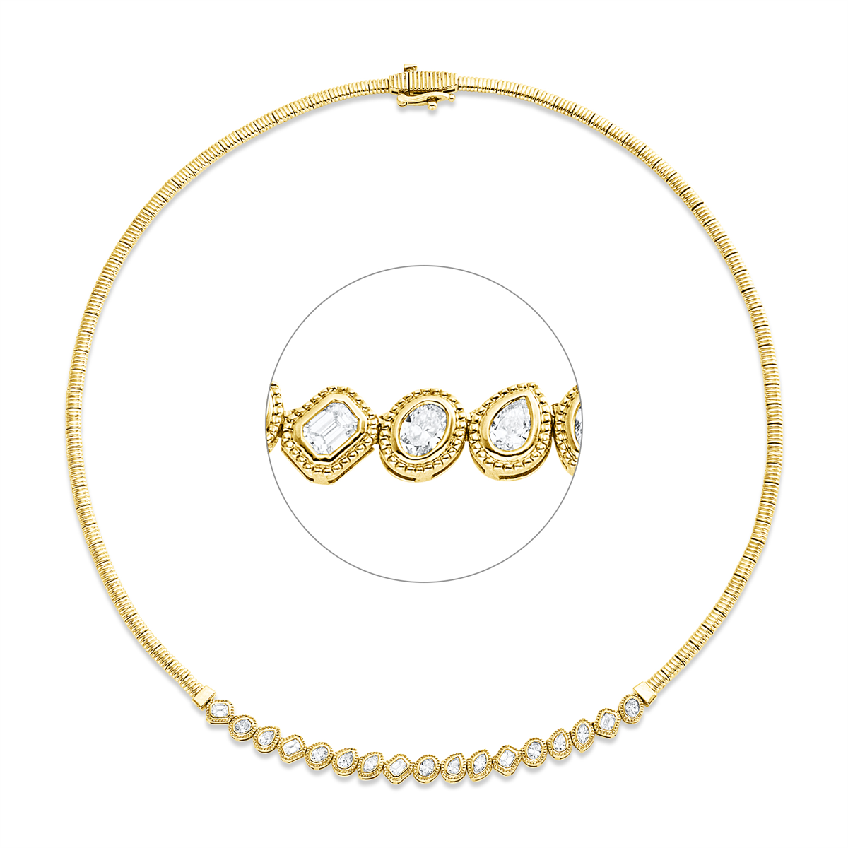 pear shape modern woman necklace in yellow gold