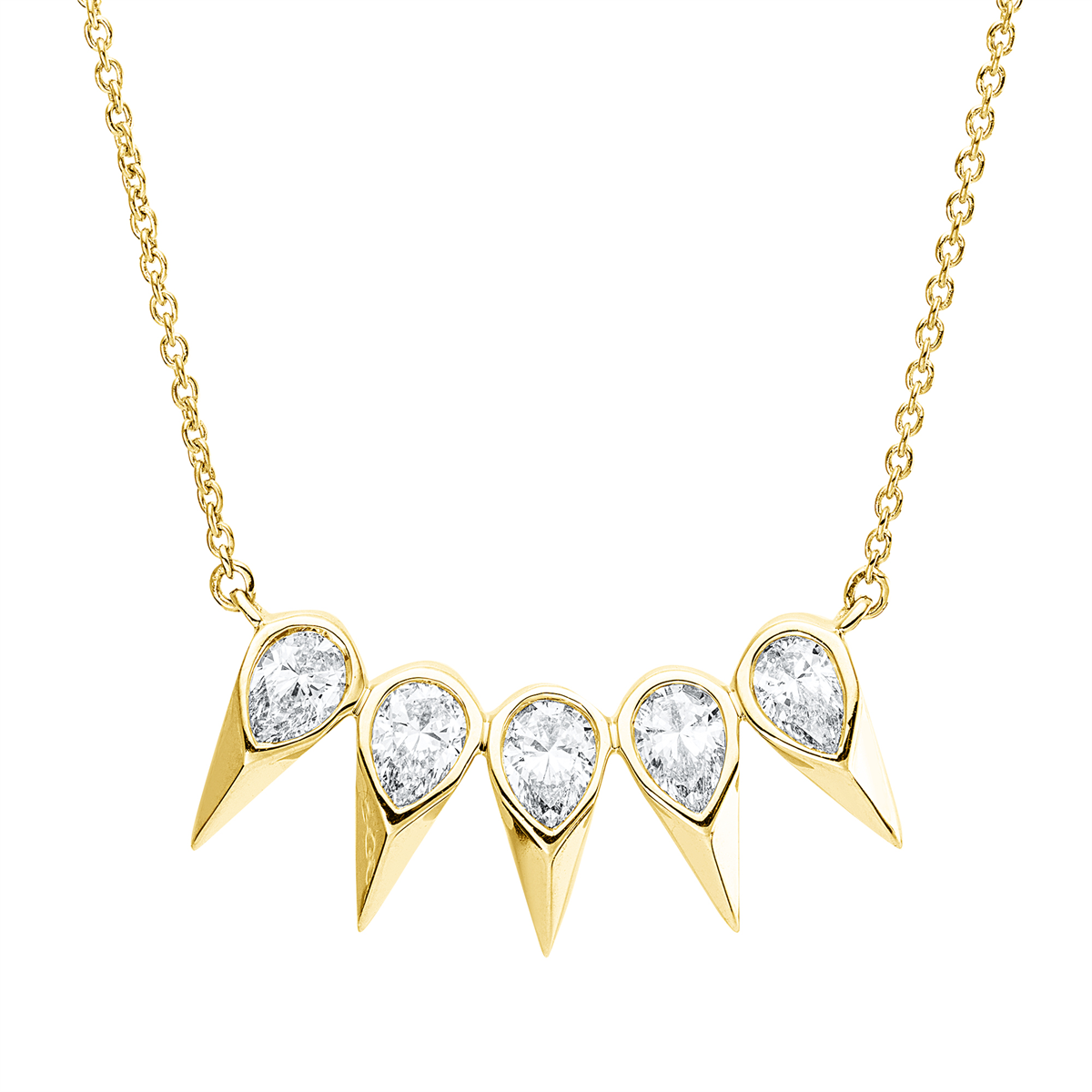 pear shape modern woman necklace in yellow gold
