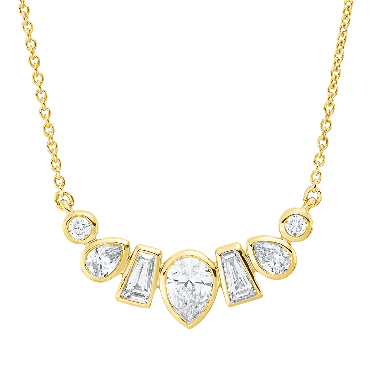 diamond full cut modern woman necklace in yellow gold