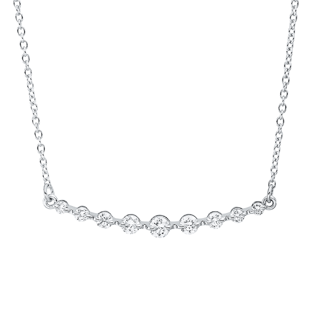 diamond full cut modern woman necklace in white gold