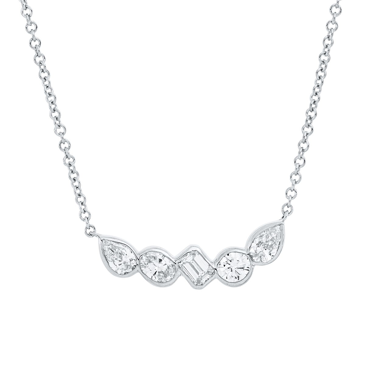 diamond full cut modern woman necklace in white gold