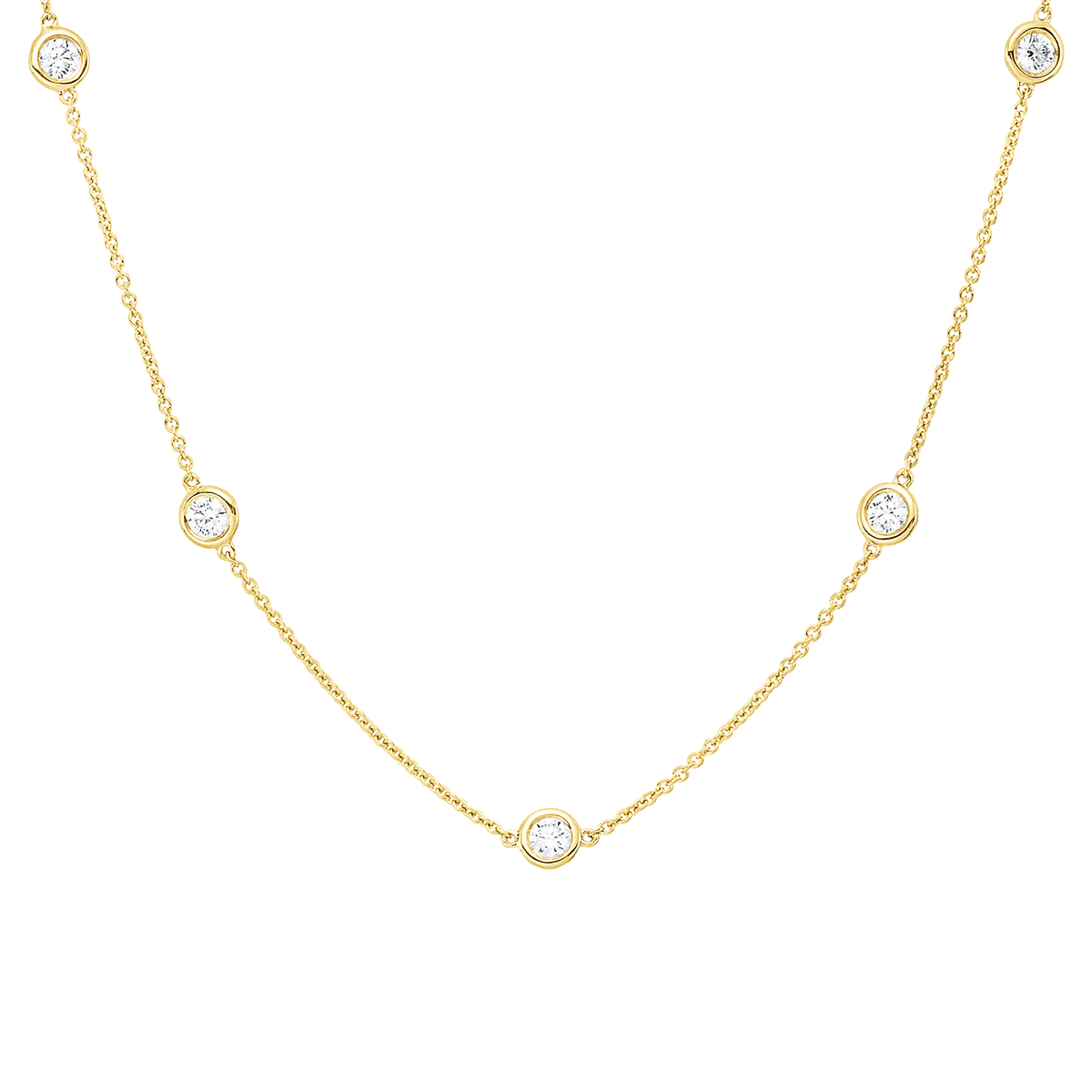 diamond full cut modern woman necklace in yellow gold