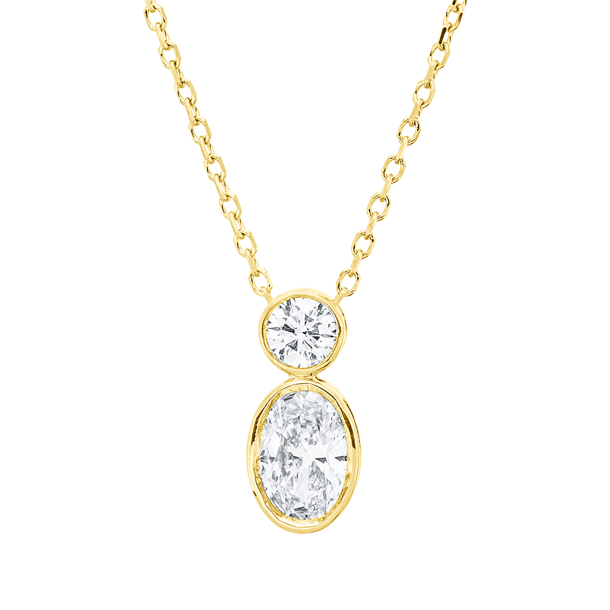 diamond full cut solitaire with accent stones necklace in yellow gold