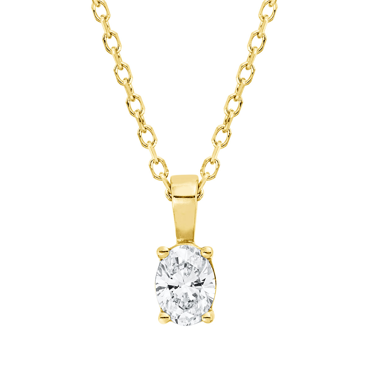 oval solitaire necklace in yellow gold