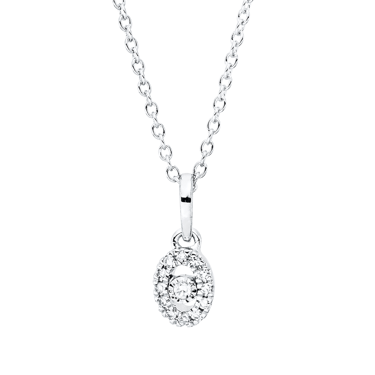 diamond single cut modern woman necklace in white gold