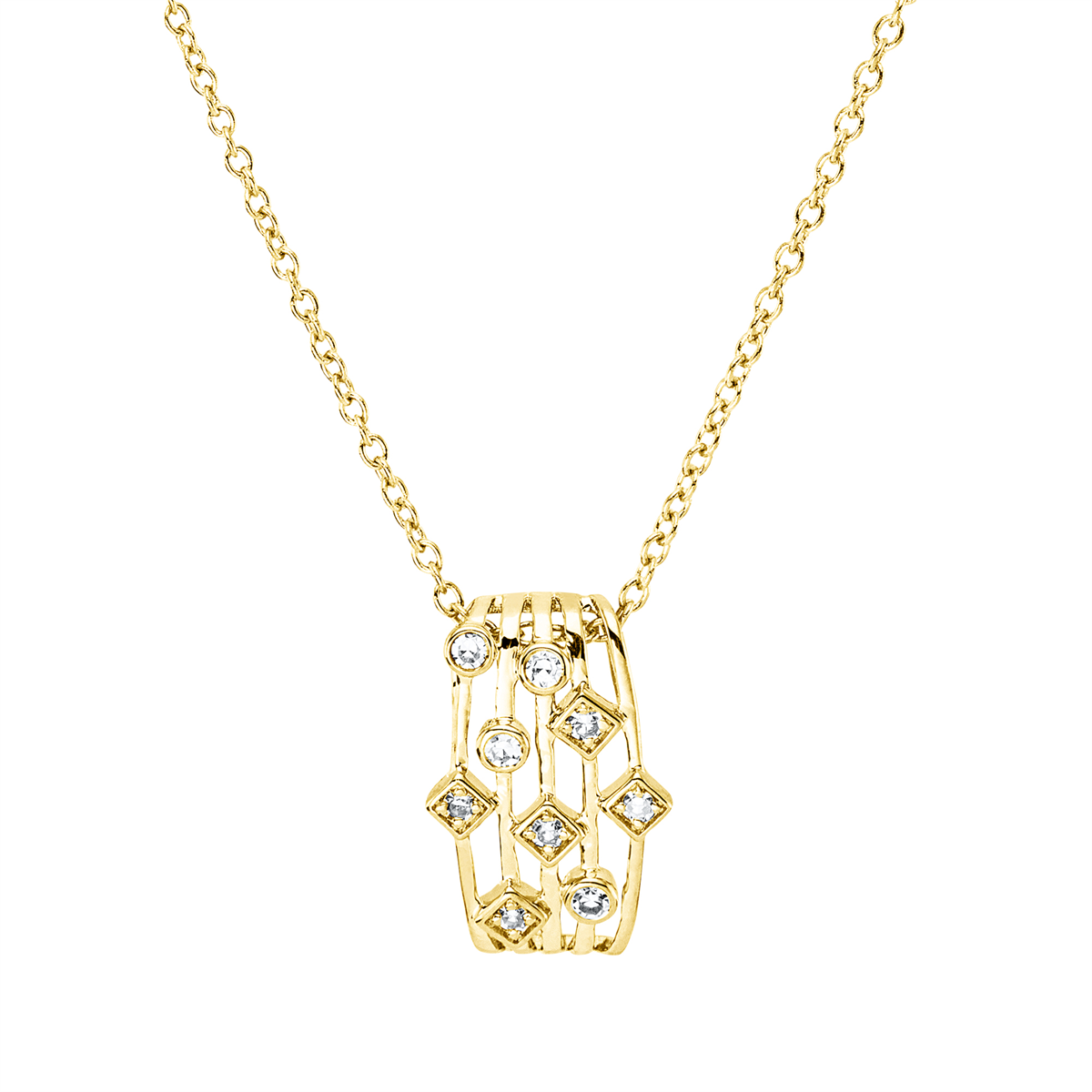 diamond single cut modern woman necklace in yellow gold