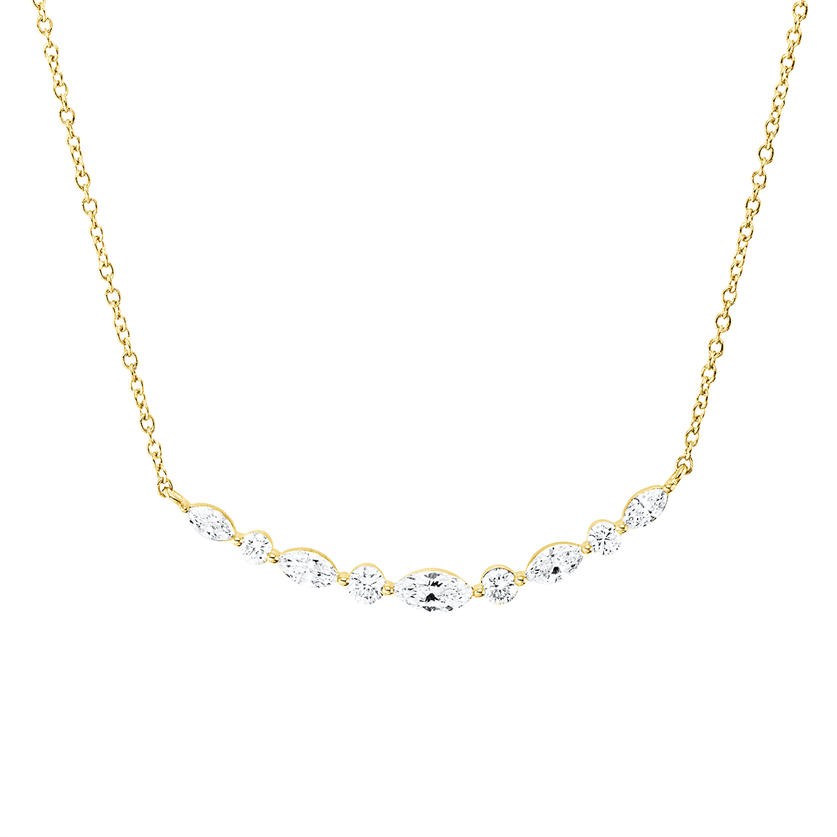 diamond full cut modern woman necklace in yellow gold
