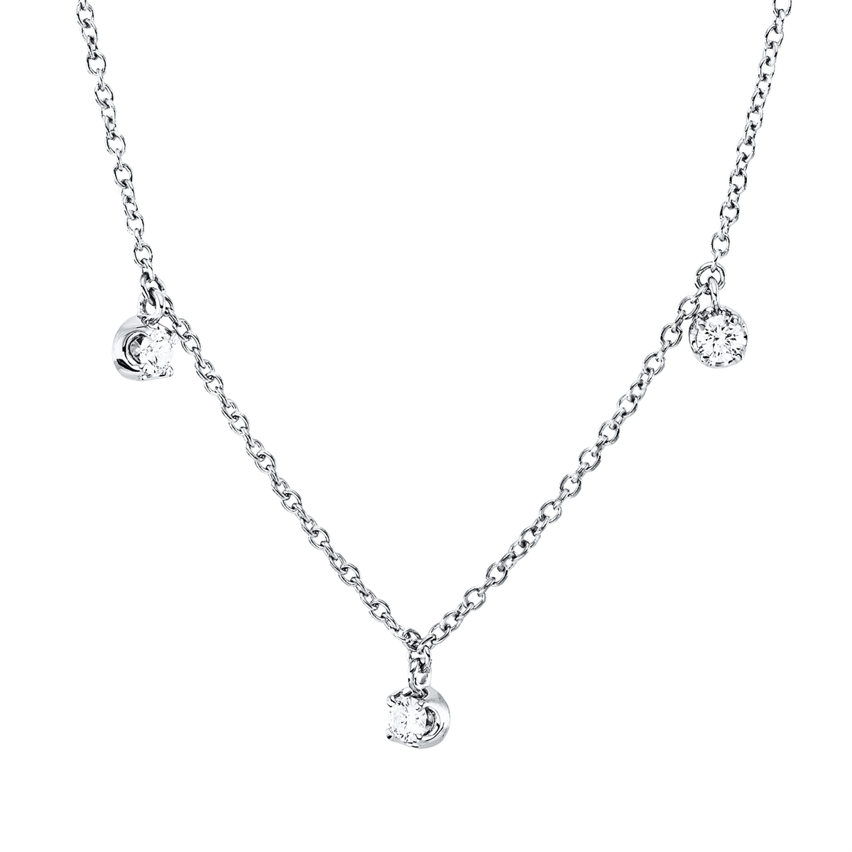diamond full cut modern woman necklace in white gold