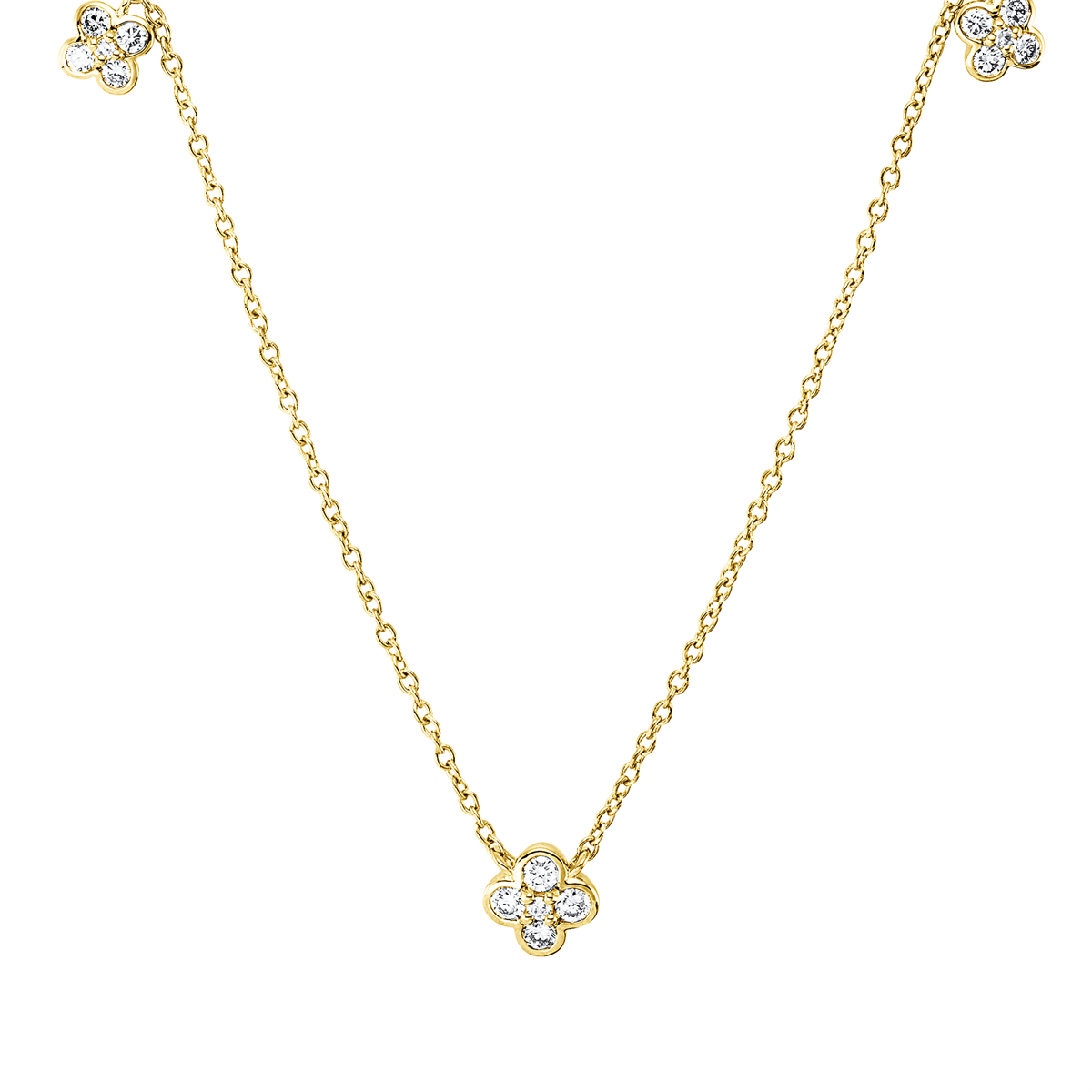 diamond single cut modern woman necklace in yellow gold