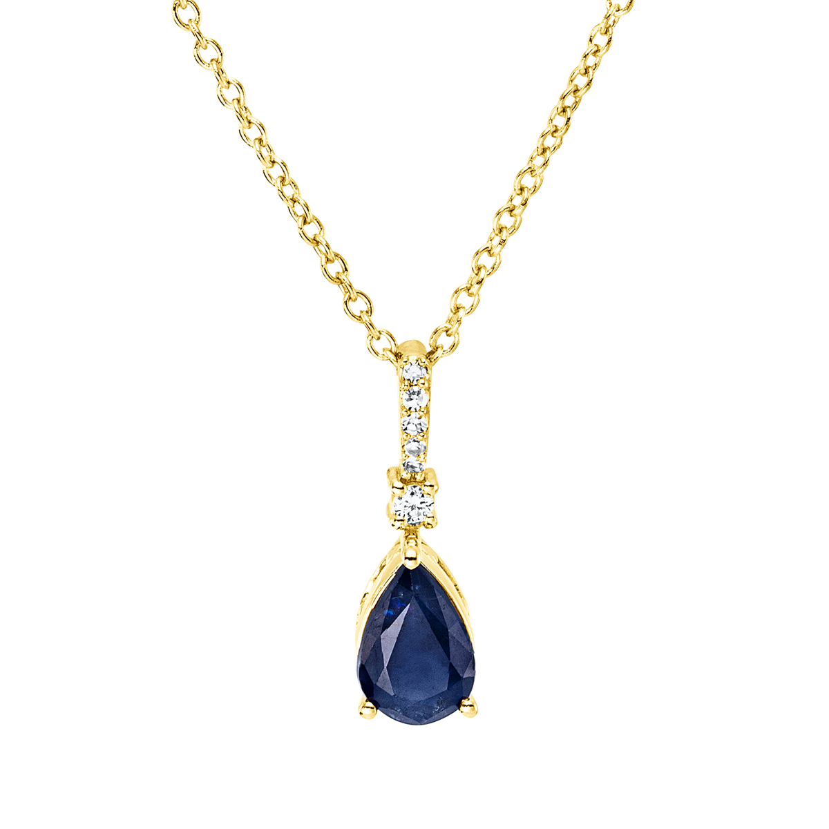diamond single cut sapphire colored stone classic necklace in yellow gold