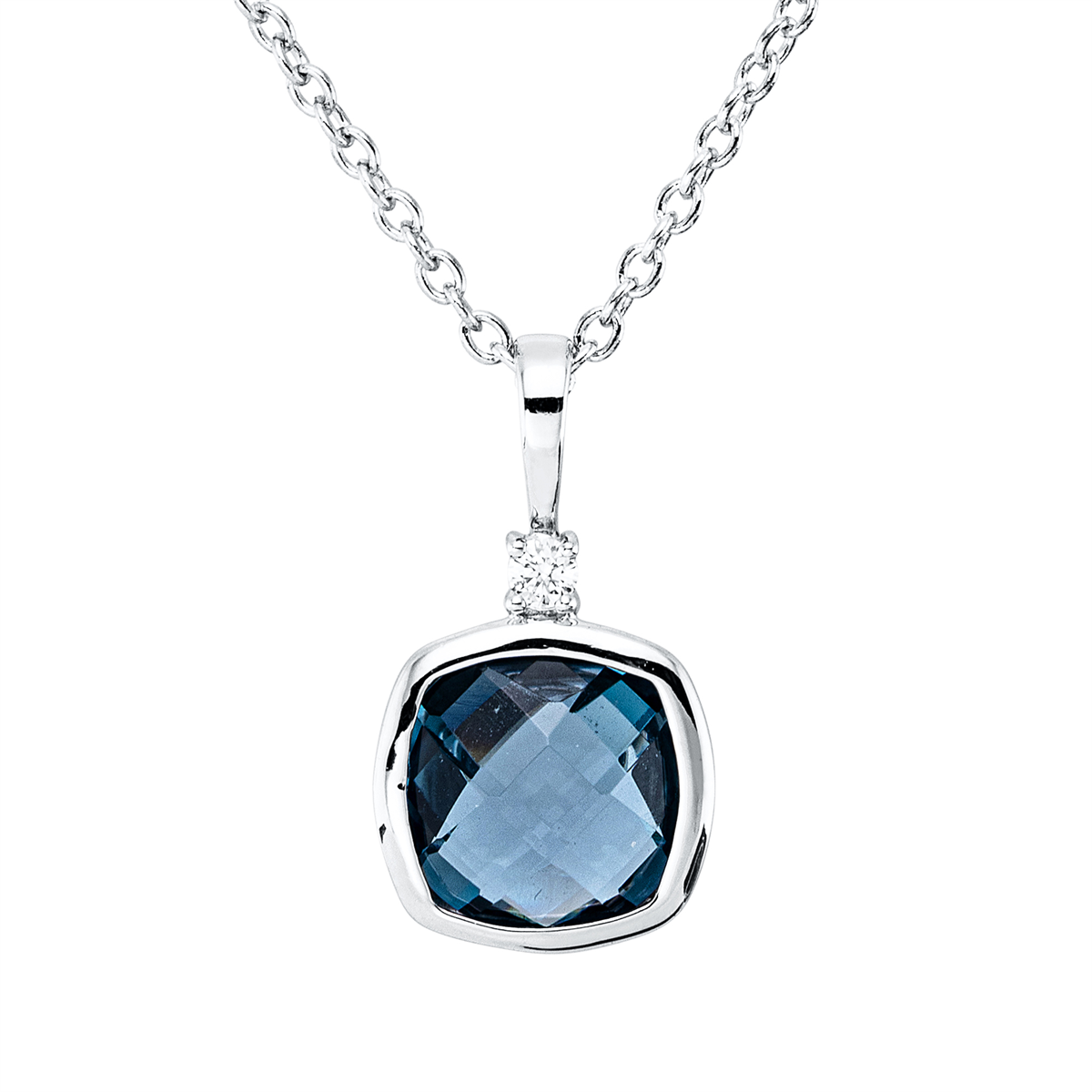 diamond full cut topaz colored stone fashion necklace in white gold