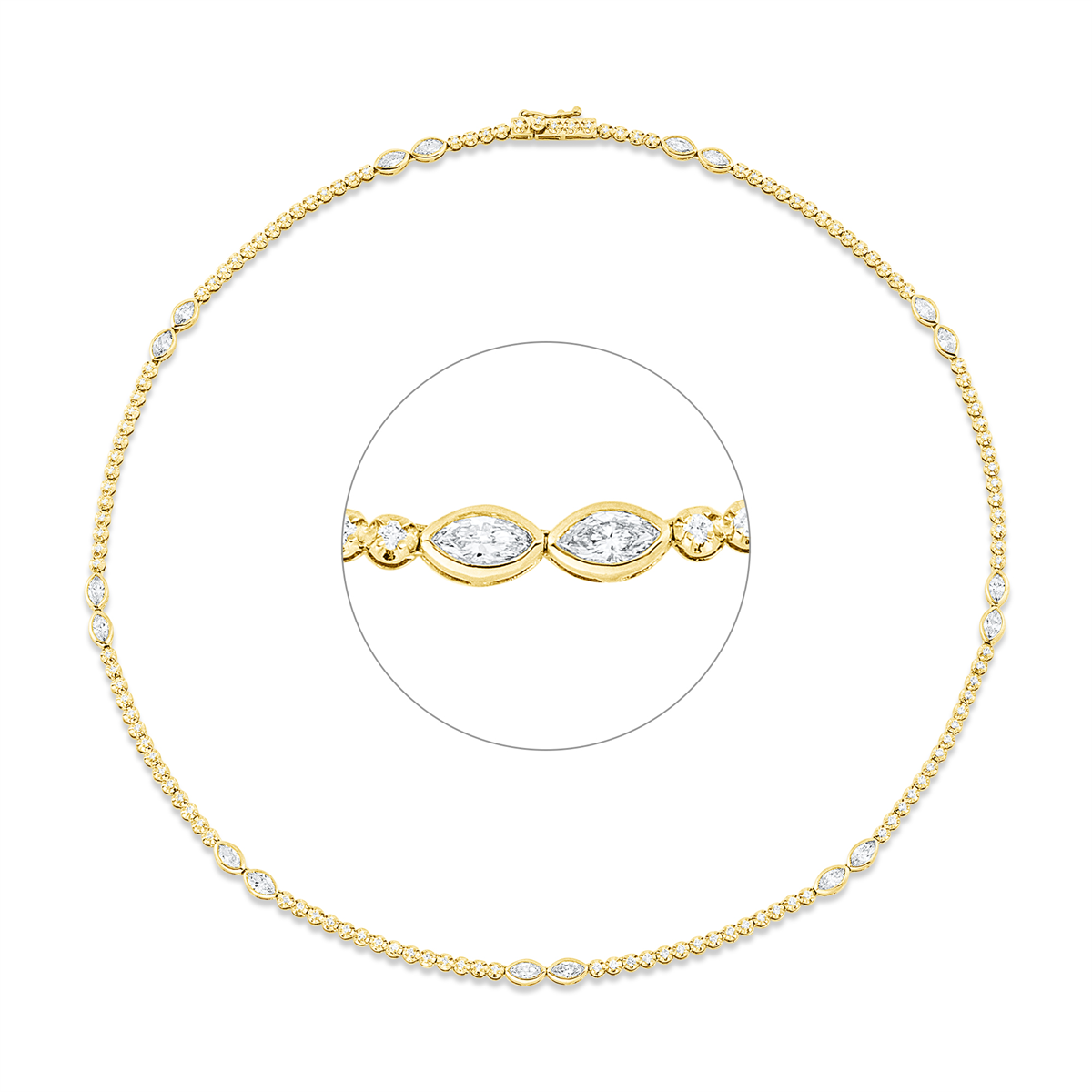 diamond full cut multi-stone necklace in yellow gold / white gold
