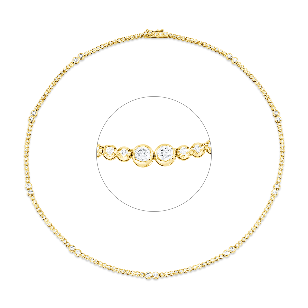 diamond full cut multi-stone necklace in yellow gold / white gold